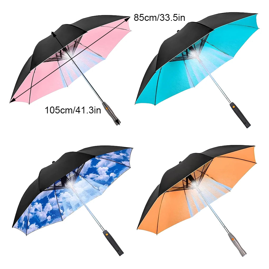 Versatile 3-in-1 Portable Umbrella with Fan and Sprayer - Stay Cool and Protected from Sun and Rain!