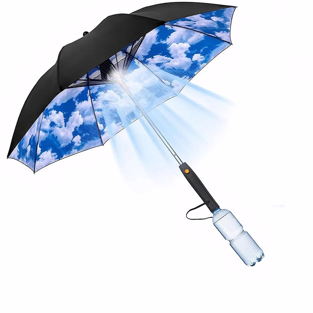 Versatile 3-in-1 Portable Umbrella with Fan and Sprayer - Stay Cool and Protected from Sun and Rain!