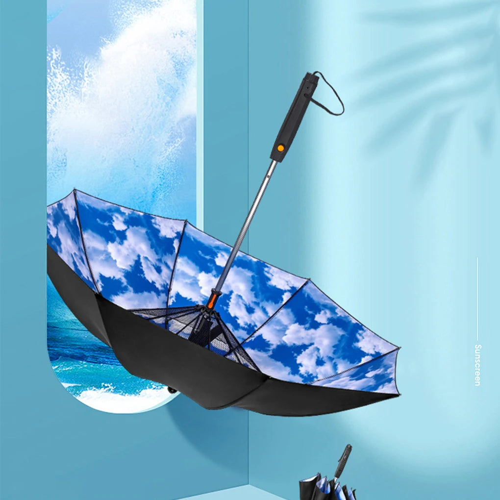 Versatile 3-in-1 Portable Umbrella with Fan and Sprayer - Stay Cool and Protected from Sun and Rain!